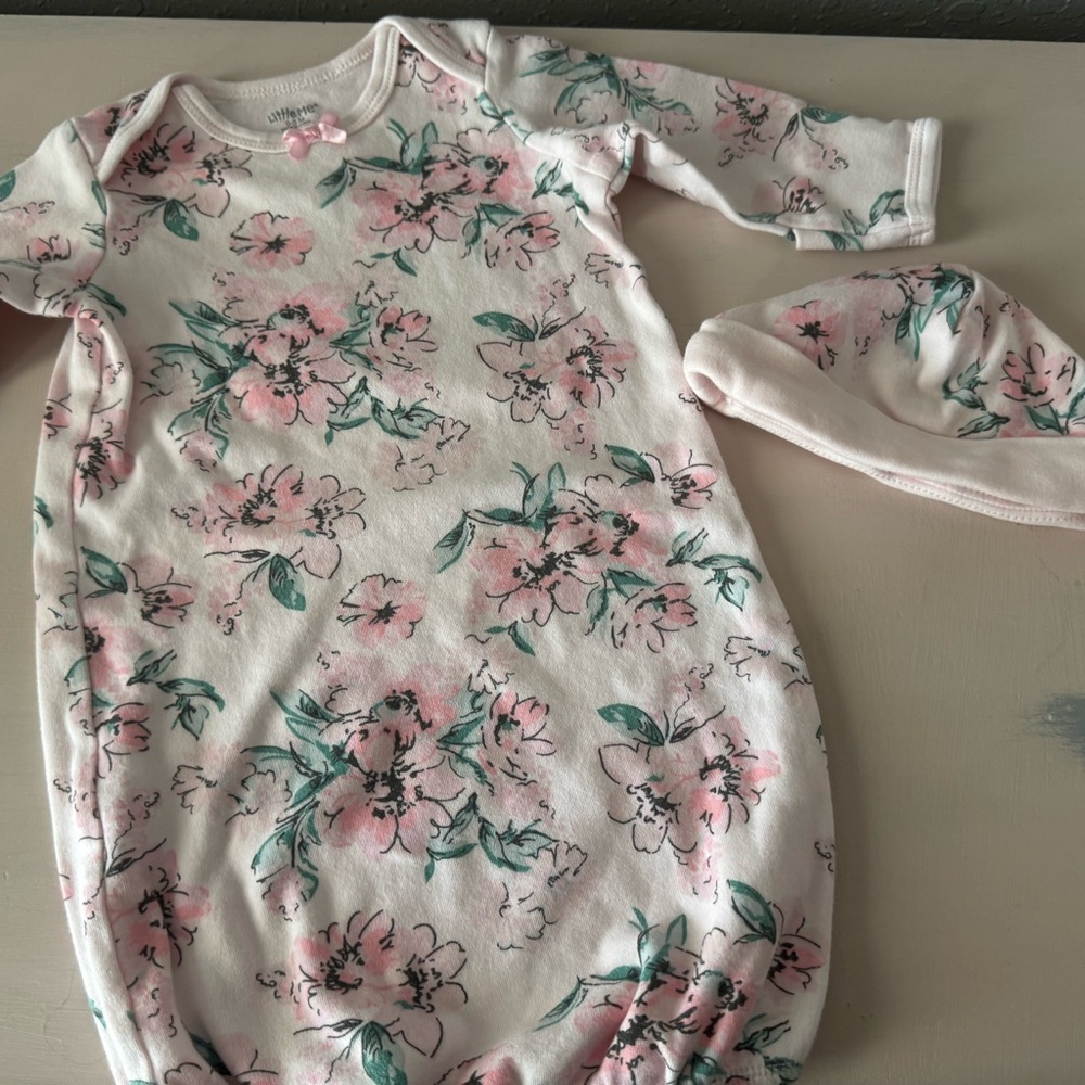 Little Me Pink Floral Sleep Sack with Matching Hat